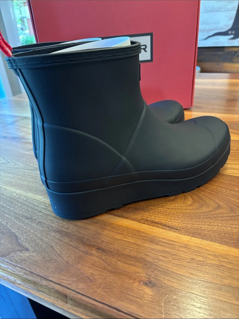 NEW Hunter Women’s Original Short Black Play Wedge Rain Boot Size 11